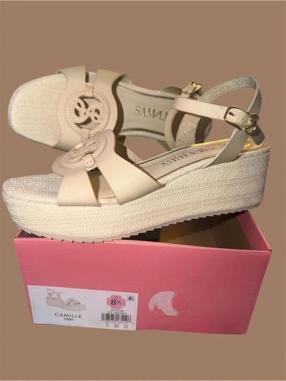 *new* Sam & Libby Beige Platform Espadrille Wedge Sandals